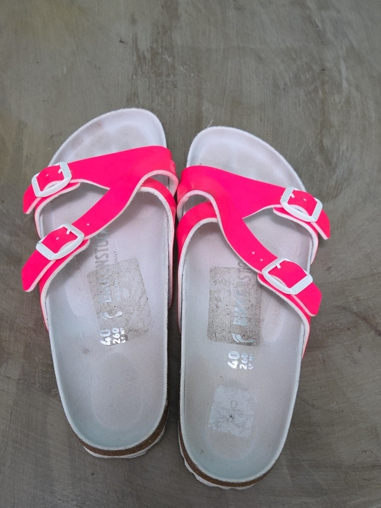 Birkenstock Shoes - Birkenstock Neon Pink Double-Buckle Slides